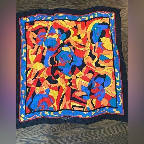 Silk Scarf Colorful! 35” x 35” - Picture 1 of 7